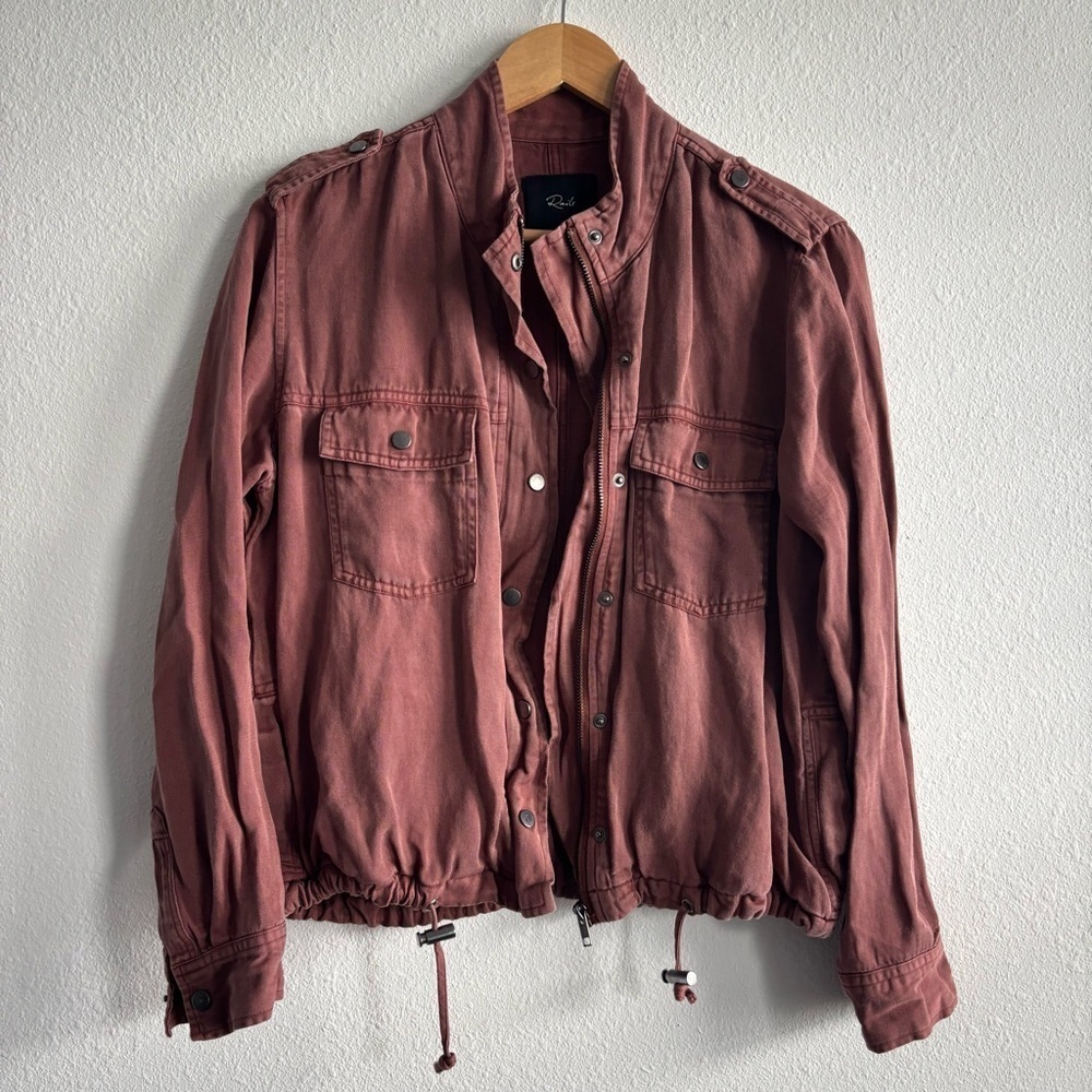 Rails Revolve Collins Burgundy Rust Utility Snap Zip Cinching Tencel Jacket - Picture 6 of 16